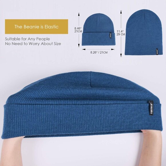 🆕 Women Blue Knit Beanie Hat Acrylic Winter Soft Wearing Warm Ski Unisex Cuffed - Picture 4 of 6